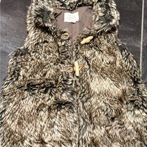 Zara Girls Faux Fur Vest with Toggle Closures